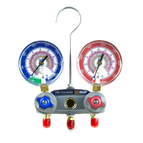 Yellow Jacket 49866 Manifold only, R/B gauges, bar/psi, R32/410A, °F and °C