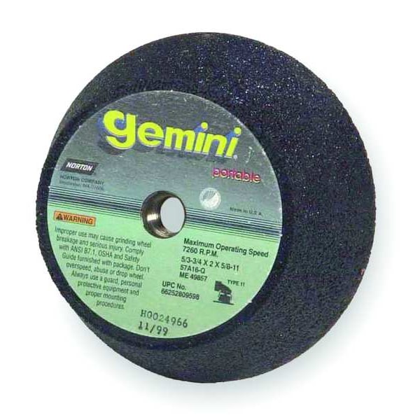 Gemini Flaring Cup Wheel, 5 In Diax2 In T, AO, 16G