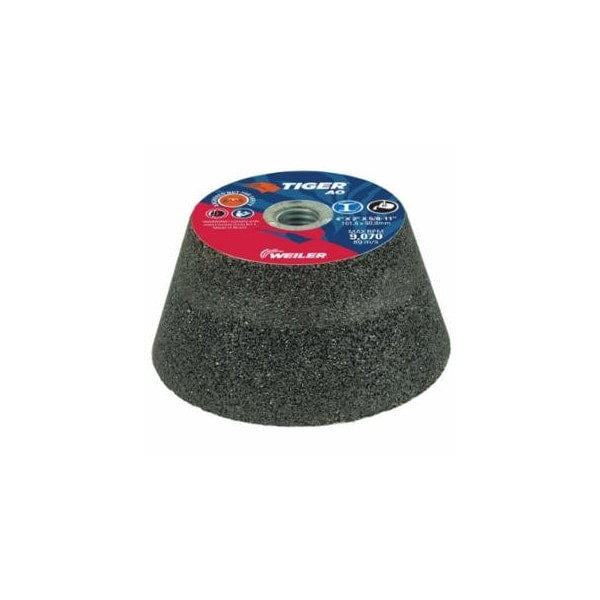Tiger Flaring Cup Wheel, 4 in/3 in dia x 2 in T x 5/8 in-11 Arbor, 3/4 in Rim, 16 Grit, AO, Type, 5PK