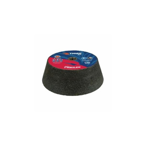 Tiger Flaring Cup Wheel, 6 in/4-3/4 in dia x 2 in T x 5/8 in-11 Arbor, 1 in Rim, 16 Grit, AO, 5PK